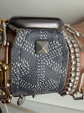 Upcycled gray Goyard Spark*l band for Apple Watch, size 2